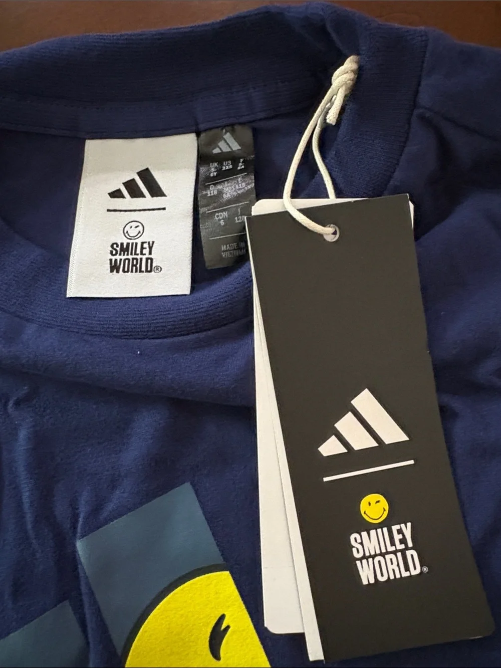 adidas 2XS Navy Tee Purple Yellow Smiley Short Athletic Set $45 NWT Kids Sports